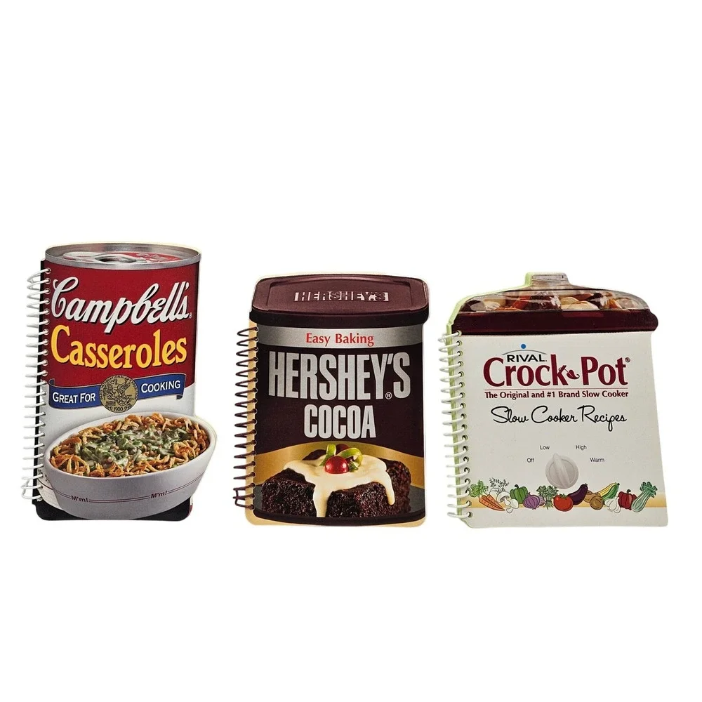 6 Diecut Spiral Cookbooks Campbell Hershey Crock-Pot Quaker Lipton Land of Lakes